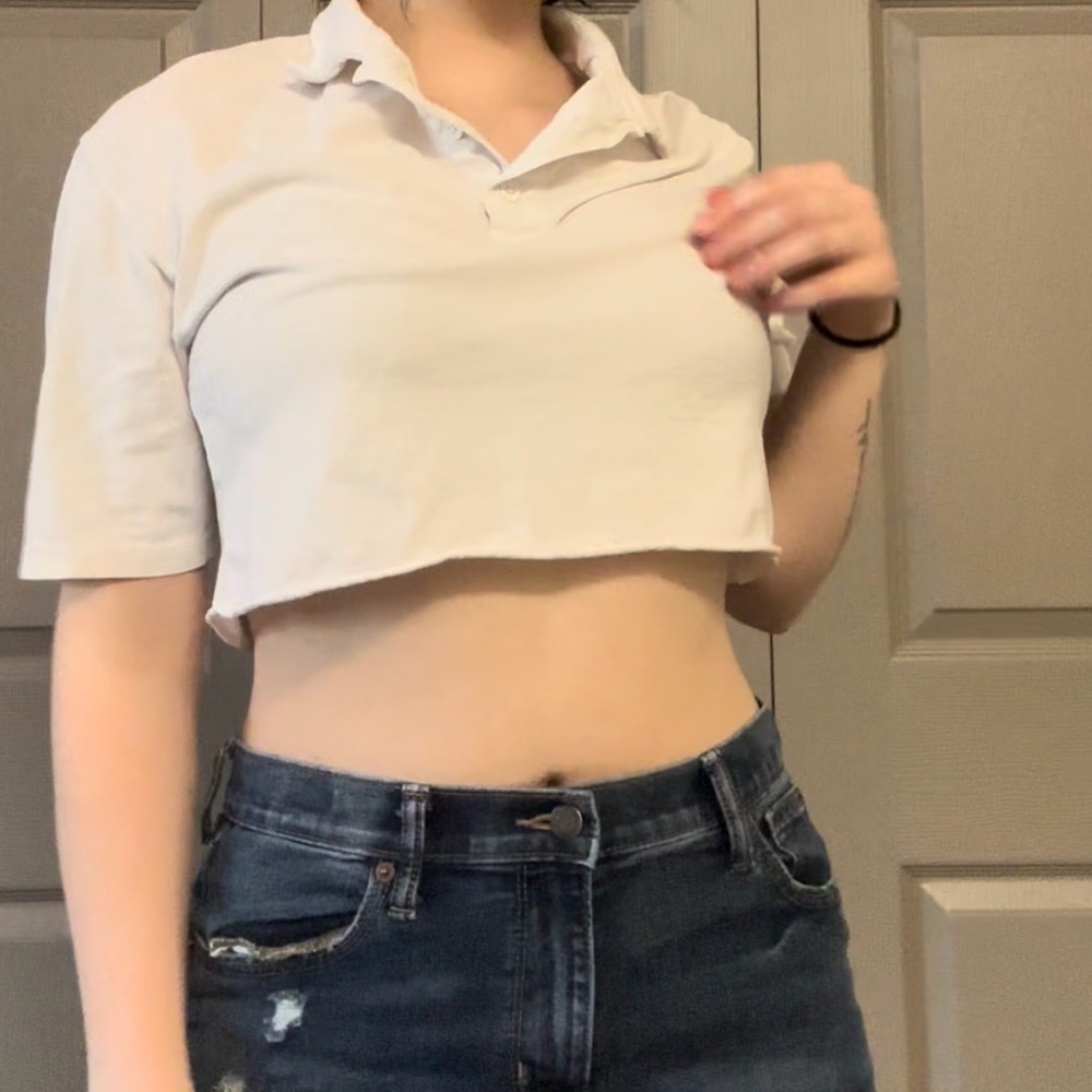 Urban Rebel cropped collared white shirt